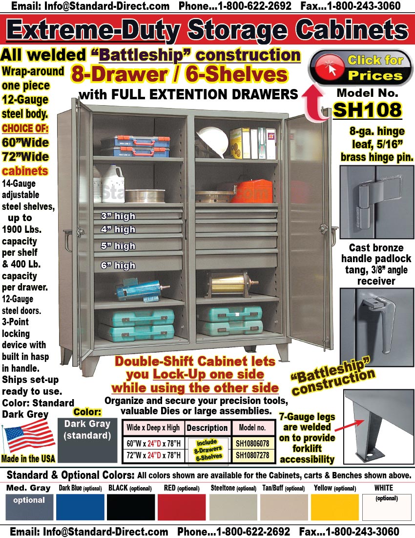 Extreme Duty Steel 30 inch deep Storage Cabinets / SH011